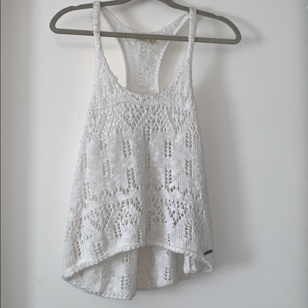 white flowy razorback high low tank